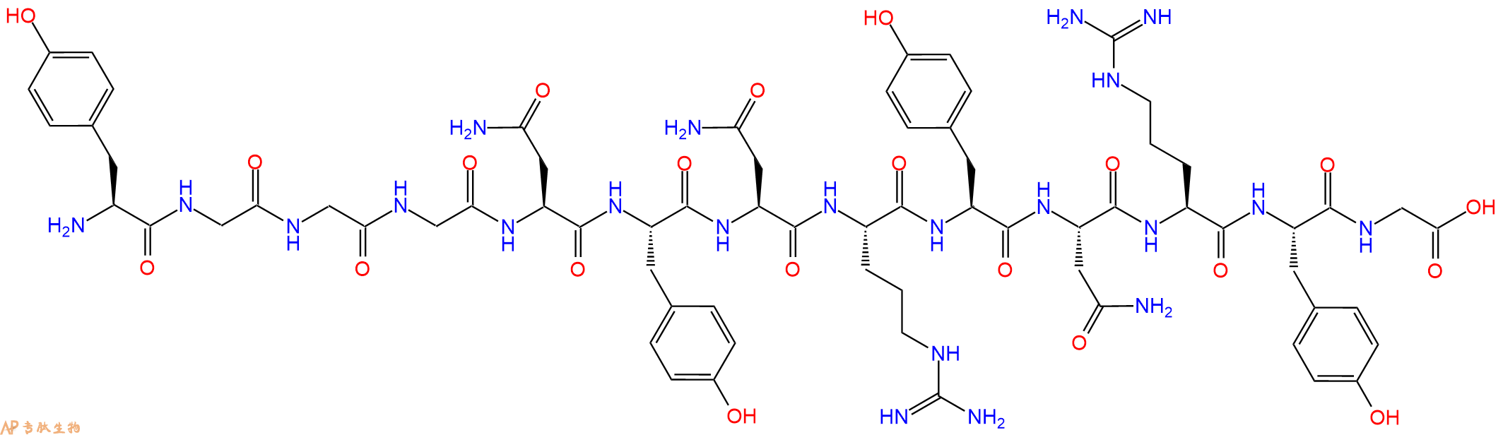 专肽生物产品H2N-Tyr-Gly-Gly-Gly-Asn-Tyr-Asn-Arg-Tyr-Asn-Arg-Tyr-Gly-OH