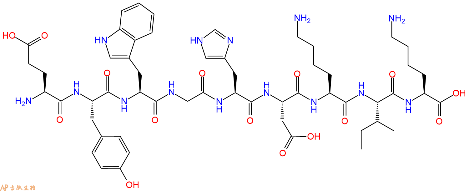 专肽生物产品H2N-Glu-Tyr-Trp-Gly-His-Asp-Lys-Ile-Lys-OH