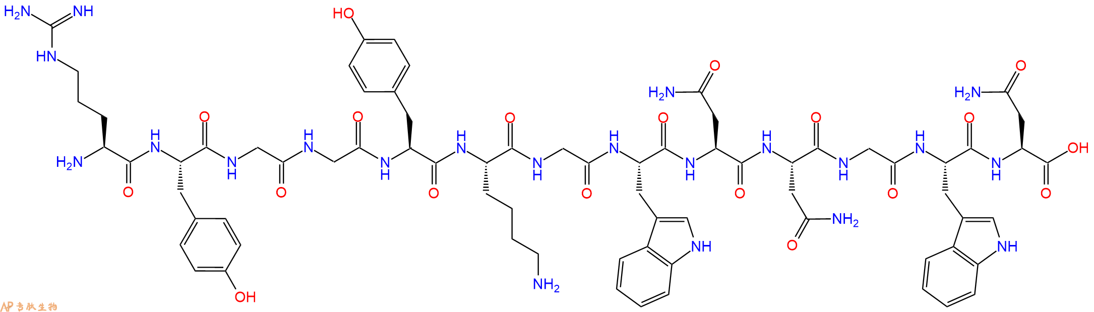 专肽生物产品H2N-Arg-Tyr-Gly-Gly-Tyr-Lys-Gly-Trp-Asn-Asn-Gly-Trp-Asn-OH