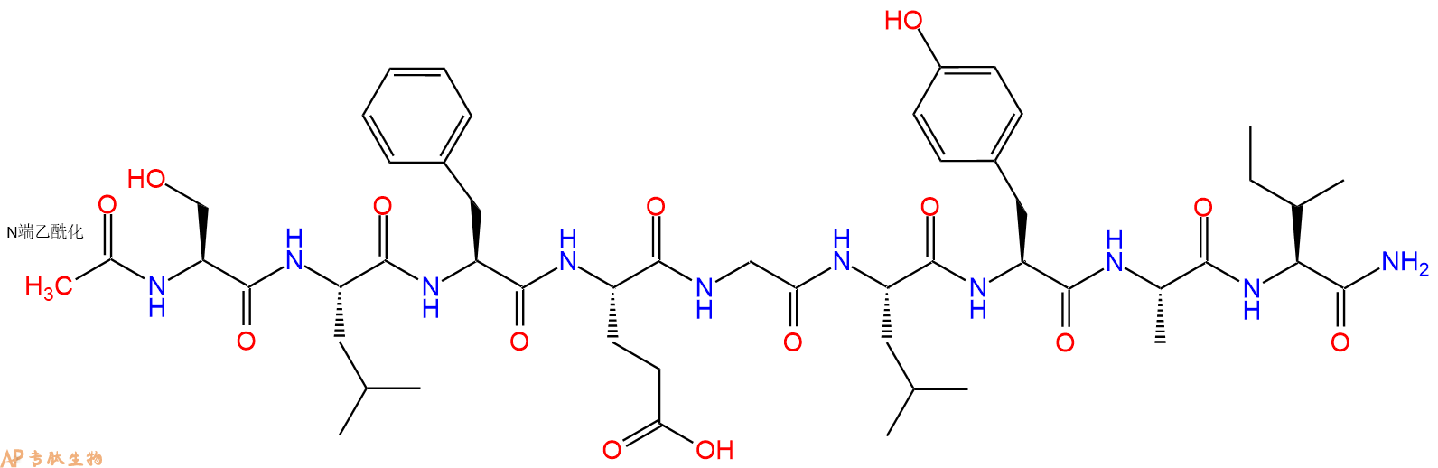 专肽生物产品Ac-Ser-Leu-Phe-Glu-Gly-Leu-Tyr-Ala-Ile-CONH2