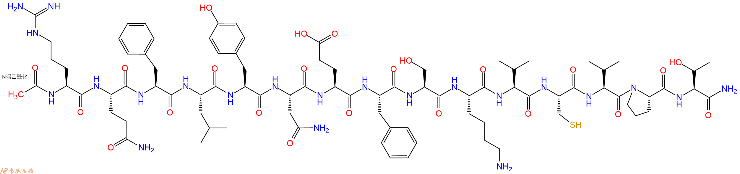 专肽生物产品Ac-Arg-Gln-Phe-Leu-Tyr-Asn-Glu-Phe-Ser-Lys-Val-Cys-Val-Pro-Thr-CONH2