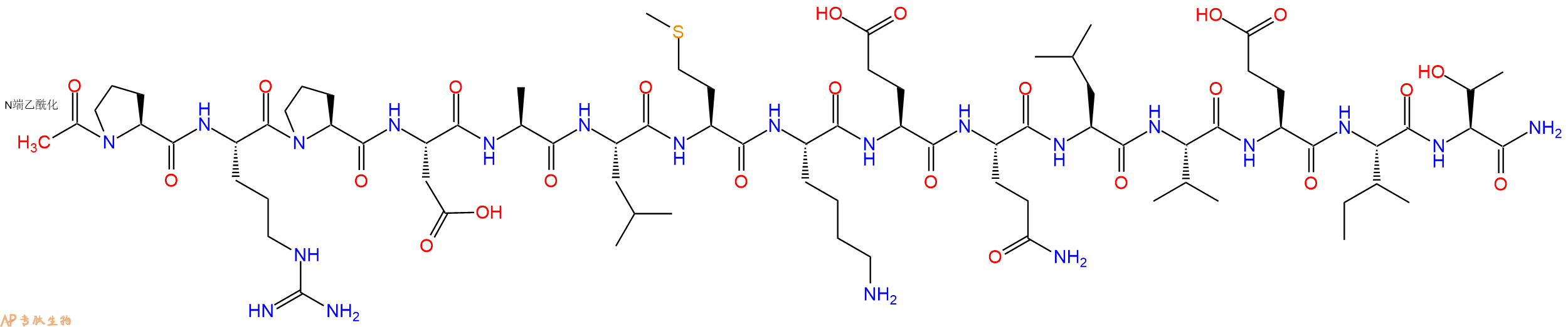 专肽生物产品Ac-Pro-Arg-Pro-Asp-Ala-Leu-Met-Lys-Glu-Gln-Leu-Val-Glu-Ile-Thr-CONH2