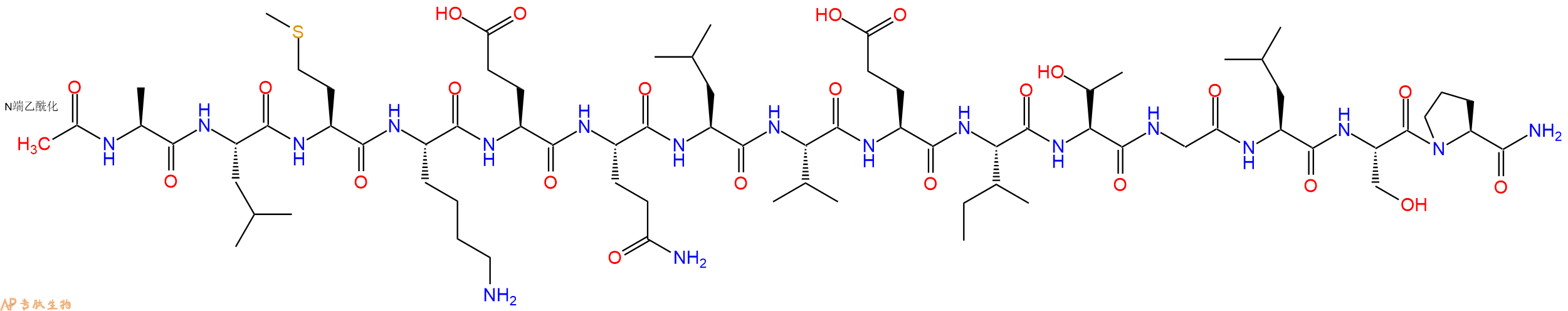 专肽生物产品Ac-Ala-Leu-Met-Lys-Glu-Gln-Leu-Val-Glu-Ile-Thr-Gly-Leu-Ser-Pro-CONH2