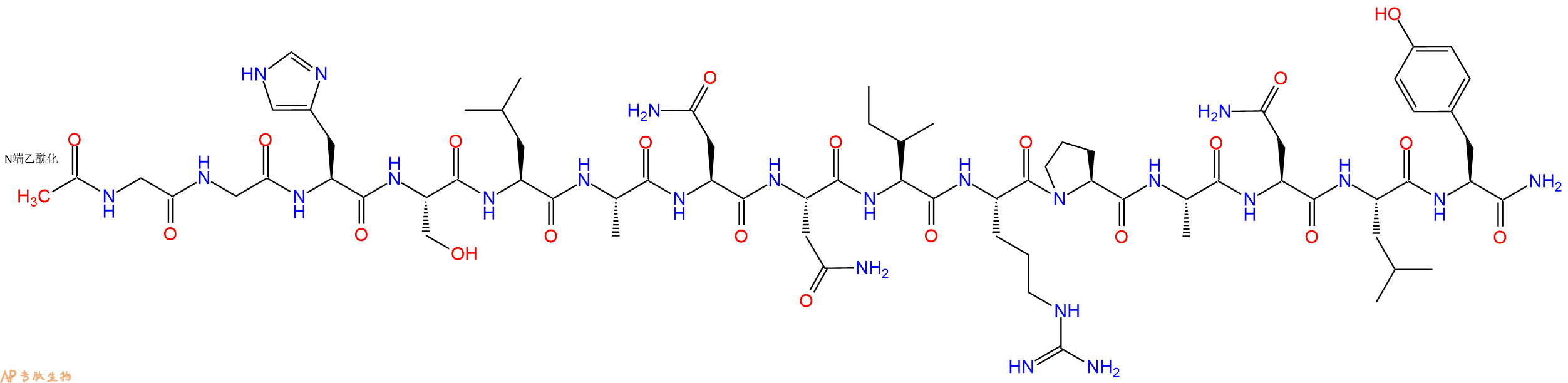 专肽生物产品Ac-Gly-Gly-His-Ser-Leu-Ala-Asn-Asn-Ile-Arg-Pro-Ala-Asn-Leu-Tyr-CONH2