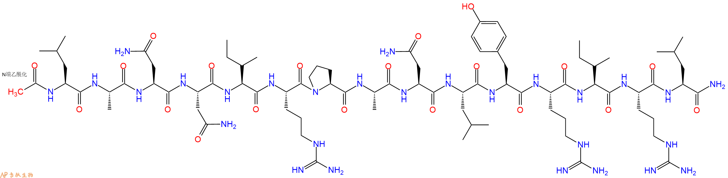 专肽生物产品Ac-Leu-Ala-Asn-Asn-Ile-Arg-Pro-Ala-Asn-Leu-Tyr-Arg-Ile-Arg-Leu-CONH2