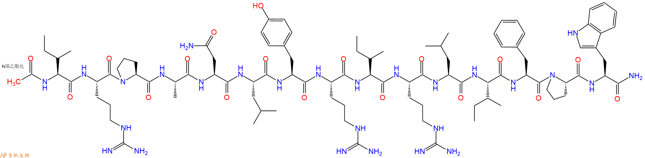 专肽生物产品Ac-Ile-Arg-Pro-Ala-Asn-Leu-Tyr-Arg-Ile-Arg-Leu-Ile-Phe-Pro-Trp-CONH2