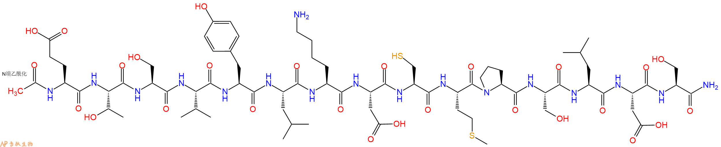 专肽生物产品Ac-Glu-Thr-Ser-Val-Tyr-Leu-Lys-Asp-Cys-Met-Pro-Ser-Leu-Asp-Ser-CONH2