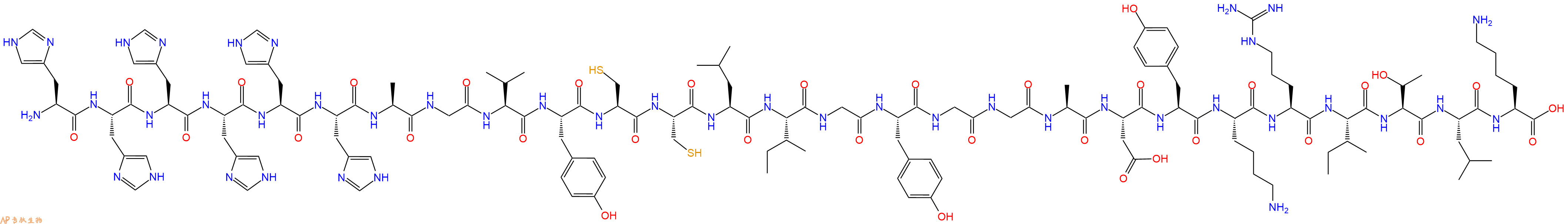 专肽生物产品H2N-His-His-His-His-His-His-Ala-Gly-Val-Tyr-Cys-Cys-Leu-Ile-Gly-Tyr-Gly-Gly-Ala-Asp-Tyr-Lys-Arg-Ile-Thr-Leu-Lys-OH