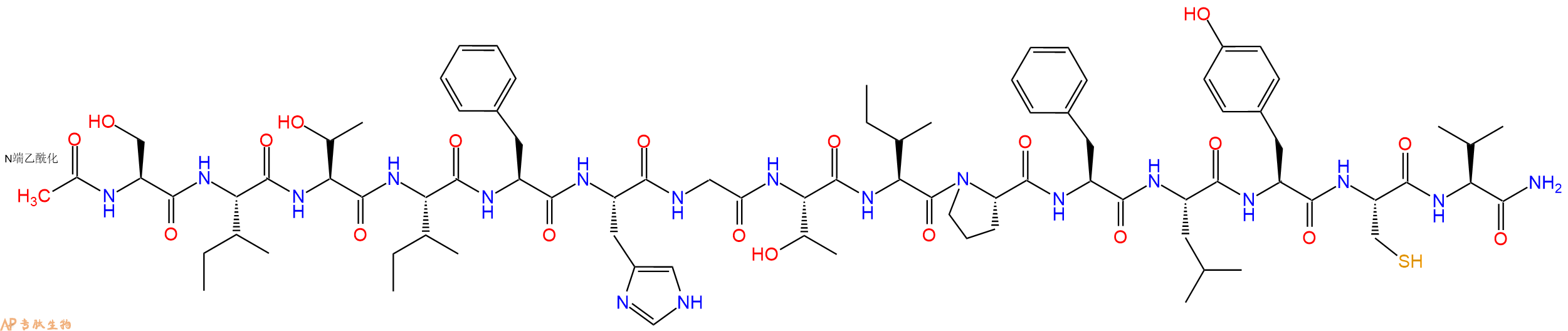 专肽生物产品Ac-Ser-Ile-Thr-Ile-Phe-His-Gly-Thr-Ile-Pro-Phe-Leu-Tyr-Cys-Val-CONH2