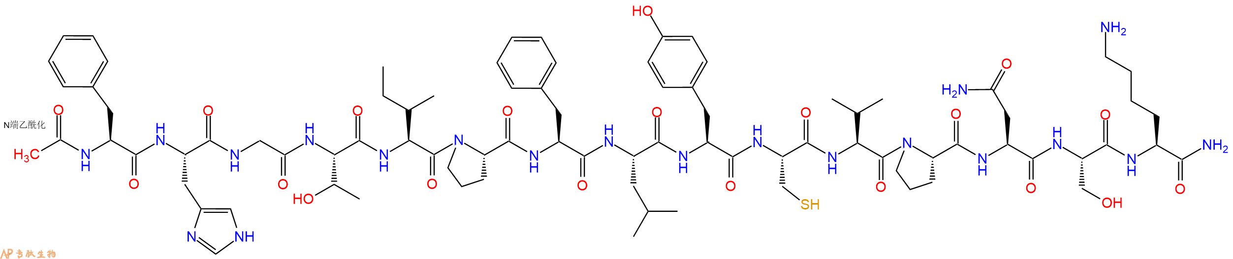 专肽生物产品Ac-Phe-His-Gly-Thr-Ile-Pro-Phe-Leu-Tyr-Cys-Val-Pro-Asn-Ser-Lys-CONH2