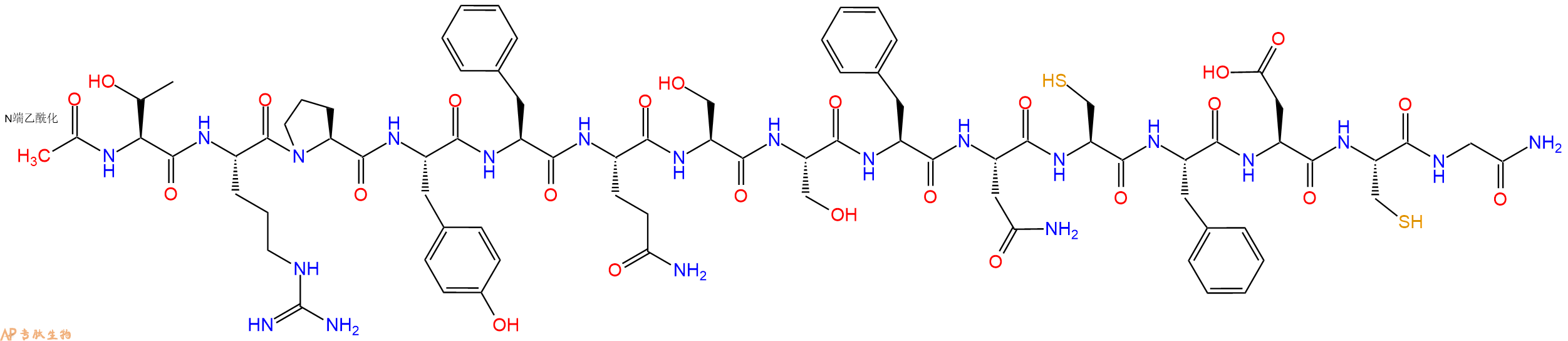 专肽生物产品Ac-Thr-Arg-Pro-Tyr-Phe-Gln-Ser-Ser-Phe-Asn-Cys-Phe-Asp-Cys-Gly-CONH2
