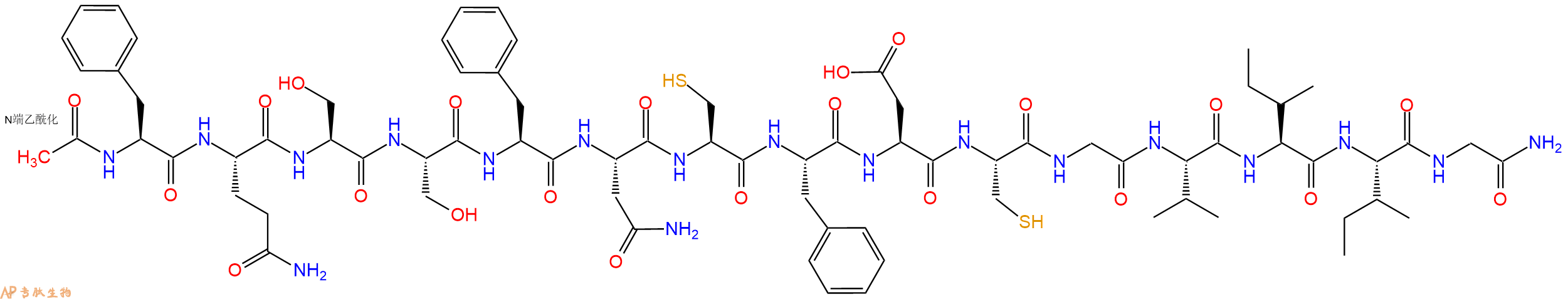 专肽生物产品Ac-Phe-Gln-Ser-Ser-Phe-Asn-Cys-Phe-Asp-Cys-Gly-Val-Ile-Ile-Gly-CONH2