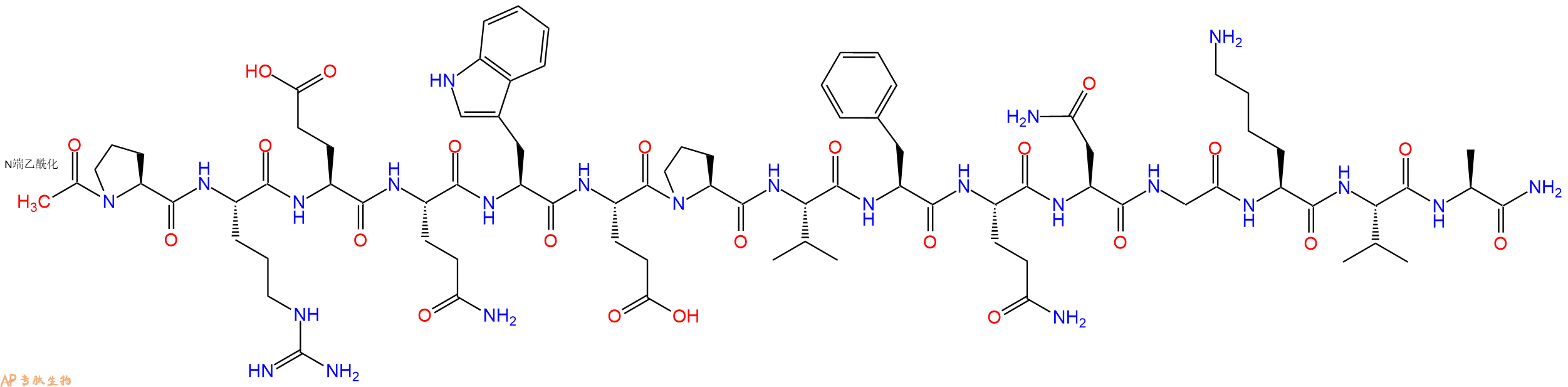 专肽生物产品Ac-Pro-Arg-Glu-Gln-Trp-Glu-Pro-Val-Phe-Gln-Asn-Gly-Lys-Val-Ala-CONH2