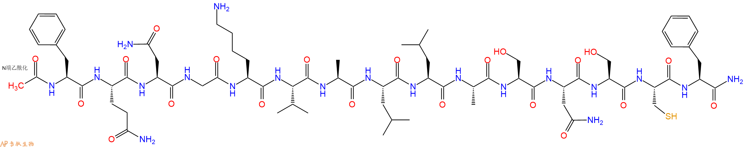 专肽生物产品Ac-Phe-Gln-Asn-Gly-Lys-Val-Ala-Leu-Leu-Ala-Ser-Asn-Ser-Cys-Phe-CONH2