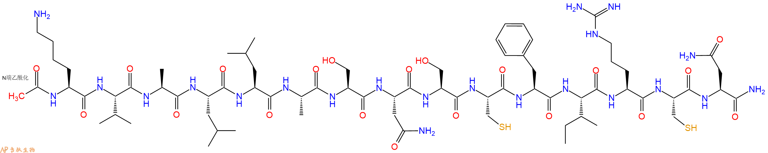 专肽生物产品Ac-Lys-Val-Ala-Leu-Leu-Ala-Ser-Asn-Ser-Cys-Phe-Ile-Arg-Cys-Asn-CONH2