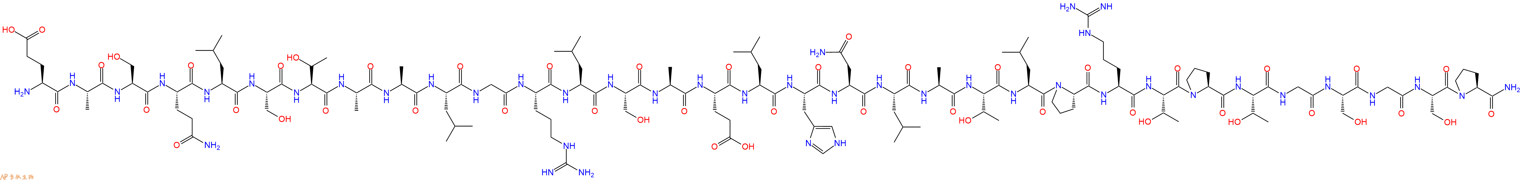 专肽生物产品H2N-Glu-Ala-Ser-Gln-Leu-Ser-Thr-Ala-Ala-Leu-Gly-Arg-Leu-Ser-Ala-Glu-Leu-His-Asn-Leu-Ala-Thr-Leu-Pro-Arg-Thr-Pro-Thr-Gly-Ser-Gly-Ser-Pro-CONH2