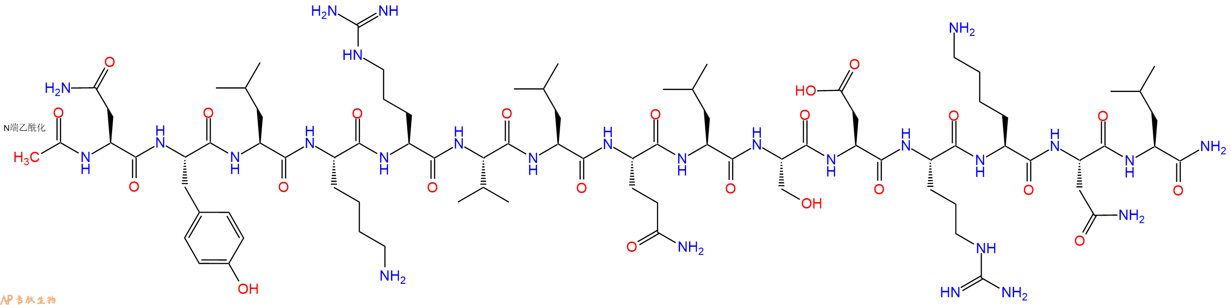 专肽生物产品Ac-Asn-Tyr-Leu-Lys-Arg-Val-Leu-Gln-Leu-Ser-Asp-Arg-Lys-Asn-Leu-CONH2