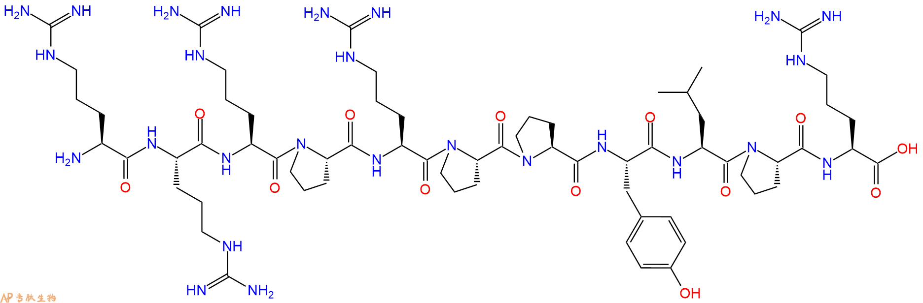 专肽生物产品H2N-Arg-Arg-Arg-Pro-Arg-Pro-Pro-Tyr-Leu-Pro-Arg-OH