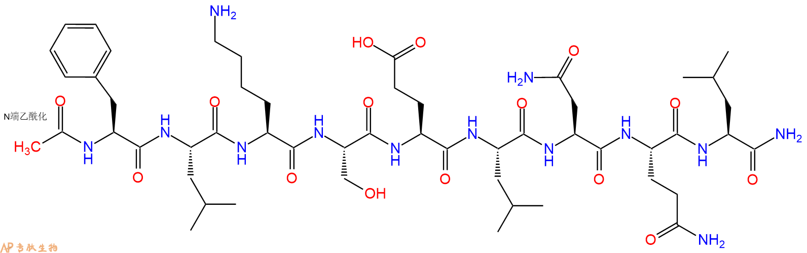 专肽生物产品Ac-Phe-Leu-Lys-Ser-Glu-Leu-Asn-Gln-Leu-CONH2