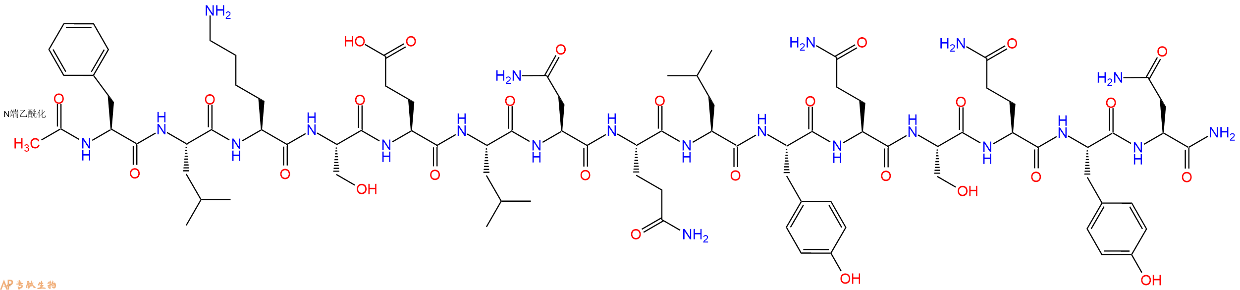 专肽生物产品Ac-Phe-Leu-Lys-Ser-Glu-Leu-Asn-Gln-Leu-Tyr-Gln-Ser-Gln-Tyr-Asn-CONH2