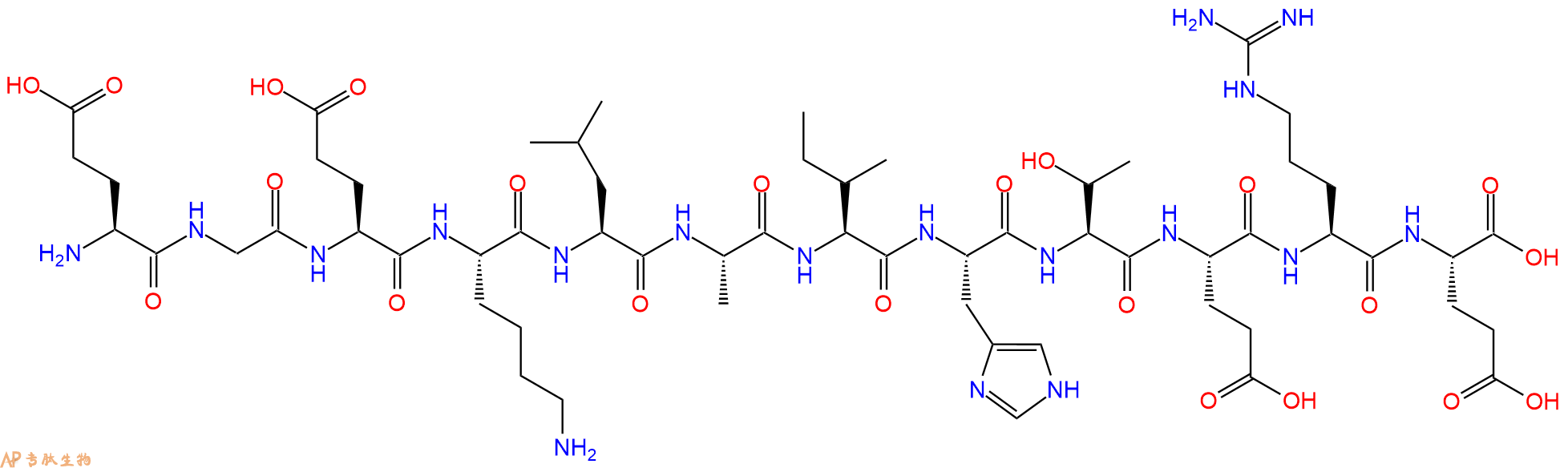 专肽生物产品H2N-Glu-Gly-Glu-Lys-Leu-Ala-Ile-His-Thr-Glu-Arg-Glu-OH
