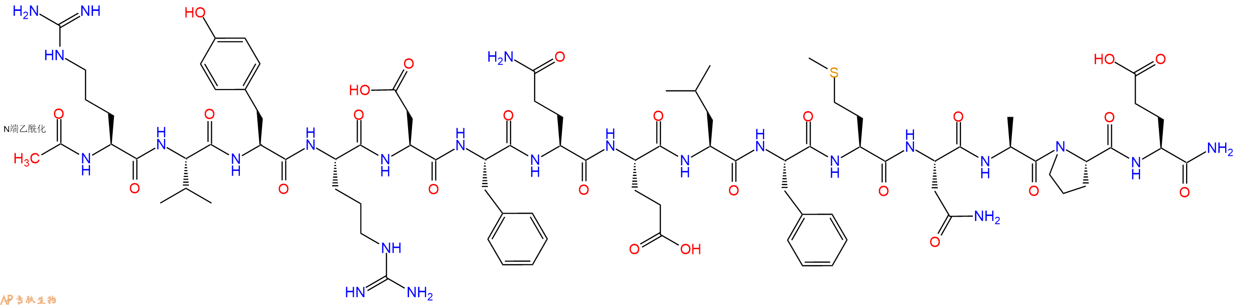 专肽生物产品Ac-Arg-Val-Tyr-Arg-Asp-Phe-Gln-Glu-Leu-Phe-Met-Asn-Ala-Pro-Glu-CONH2