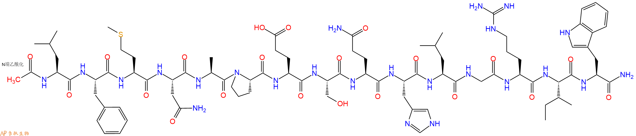 专肽生物产品Ac-Leu-Phe-Met-Asn-Ala-Pro-Glu-Ser-Gln-His-Leu-Gly-Arg-Ile-Trp-CONH2