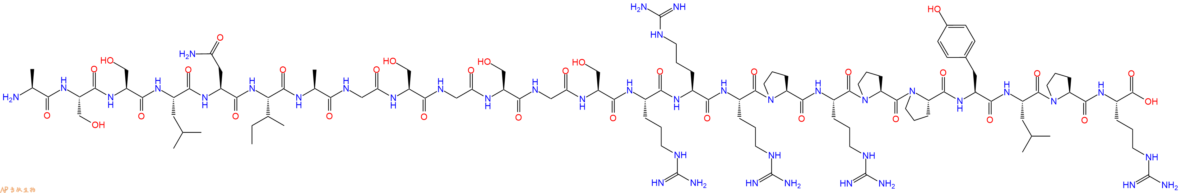 专肽生物产品H2N-Ala-Ser-Ser-Leu-Asn-Ile-Ala-Gly-Ser-Gly-Ser-Gly-Ser-Arg-Arg-Arg-Pro-Arg-Pro-Pro-Tyr-Leu-Pro-Arg-OH