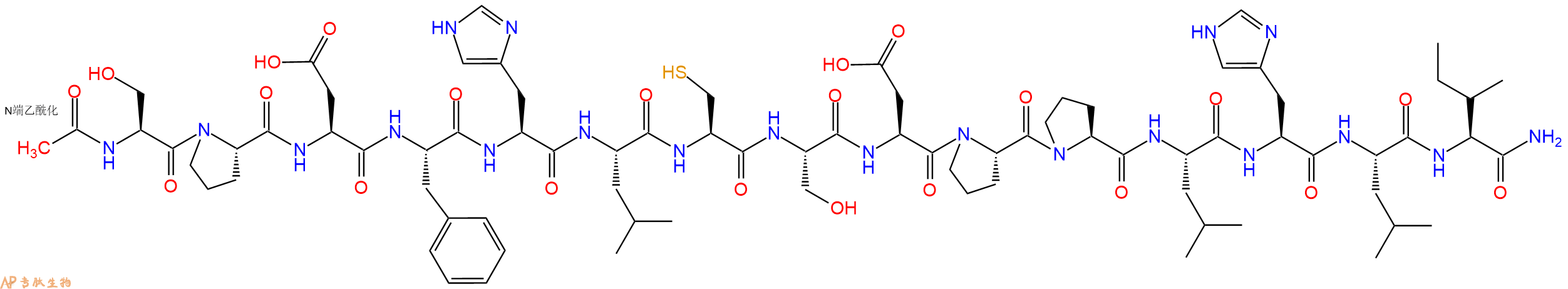 专肽生物产品Ac-Ser-Pro-Asp-Phe-His-Leu-Cys-Ser-Asp-Pro-Pro-Leu-His-Leu-Ile-CONH2