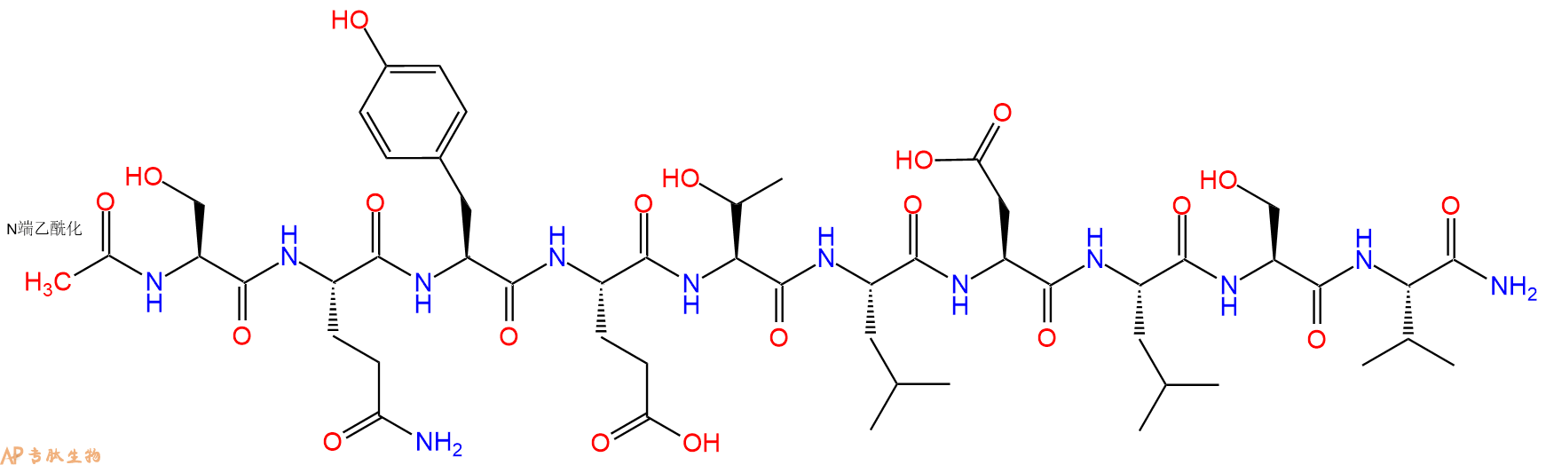 专肽生物产品Ac-Ser-Gln-Tyr-Glu-Thr-Leu-Asp-Leu-Ser-Val-CONH2