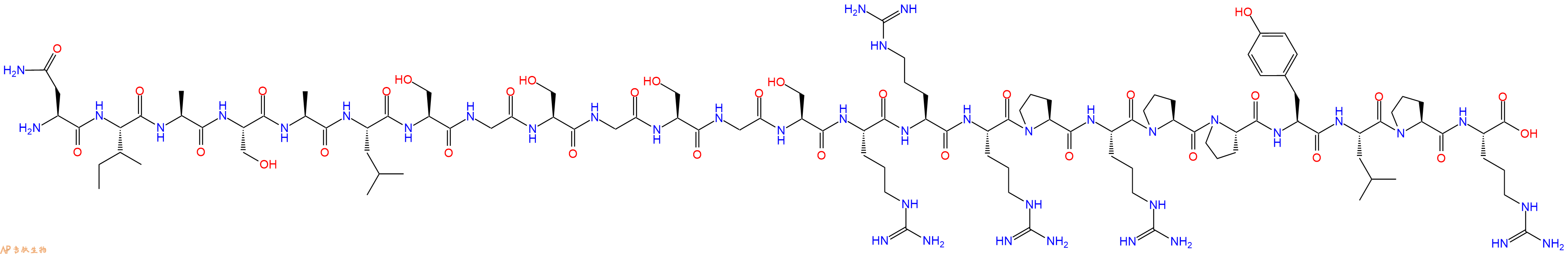 专肽生物产品H2N-Asn-Ile-Ala-Ser-Ala-Leu-Ser-Gly-Ser-Gly-Ser-Gly-Ser-Arg-Arg-Arg-Pro-Arg-Pro-Pro-Tyr-Leu-Pro-Arg-OH