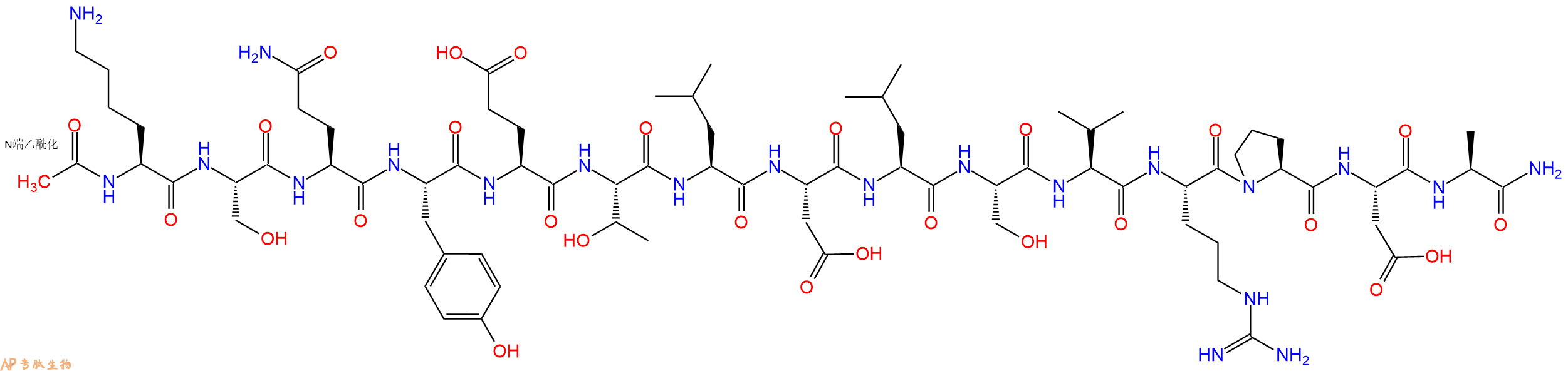 专肽生物产品Ac-Lys-Ser-Gln-Tyr-Glu-Thr-Leu-Asp-Leu-Ser-Val-Arg-Pro-Asp-Ala-CONH2