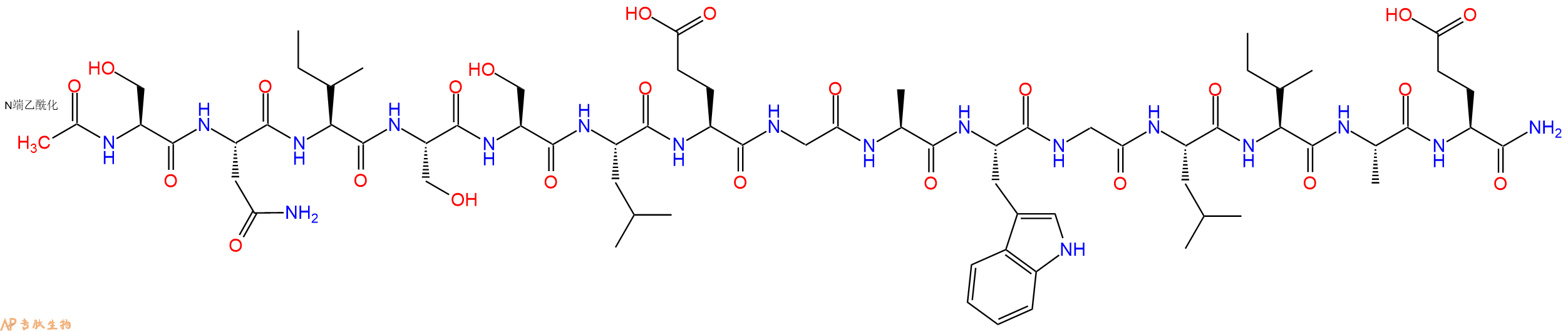 专肽生物产品Ac-Ser-Asn-Ile-Ser-Ser-Leu-Glu-Gly-Ala-Trp-Gly-Leu-Ile-Ala-Glu-CONH2
