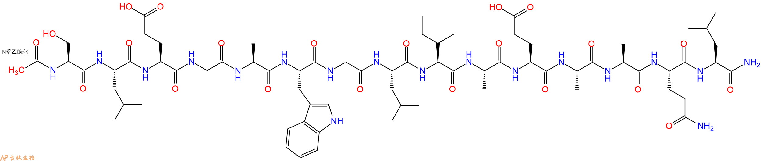 专肽生物产品Ac-Ser-Leu-Glu-Gly-Ala-Trp-Gly-Leu-Ile-Ala-Glu-Ala-Ala-Gln-Leu-CONH2