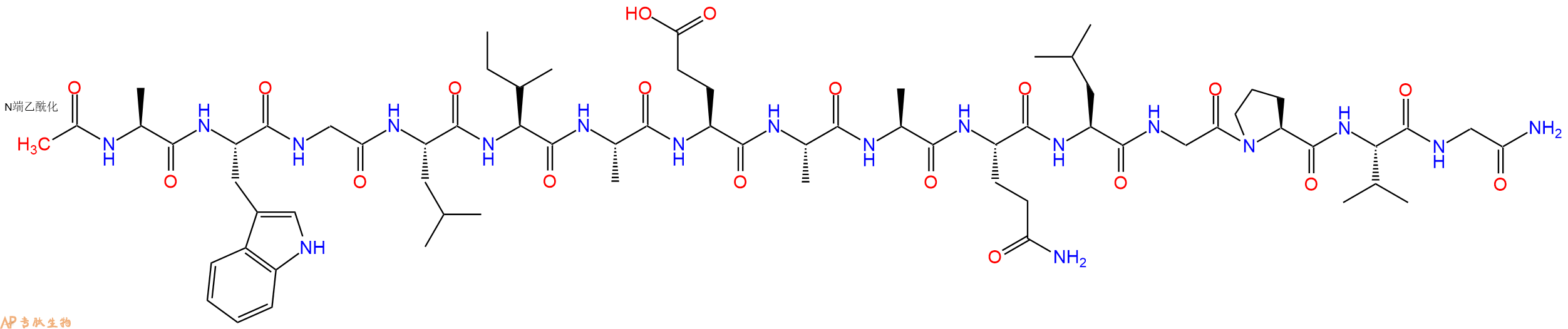 专肽生物产品Ac-Ala-Trp-Gly-Leu-Ile-Ala-Glu-Ala-Ala-Gln-Leu-Gly-Pro-Val-Gly-CONH2