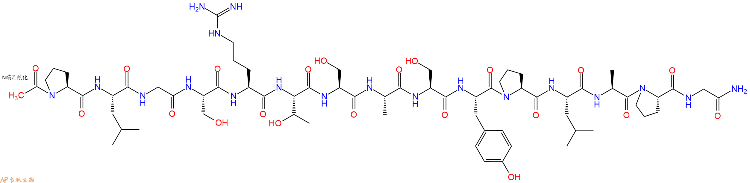 专肽生物产品Ac-Pro-Leu-Gly-Ser-Arg-Thr-Ser-Ala-Ser-Tyr-Pro-Leu-Ala-Pro-Gly-CONH2