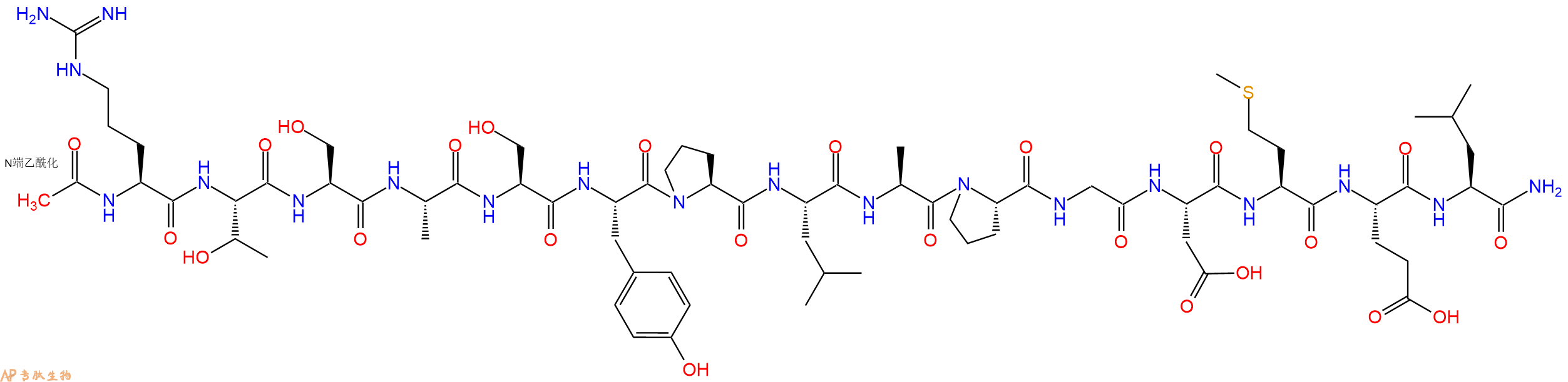 专肽生物产品Ac-Arg-Thr-Ser-Ala-Ser-Tyr-Pro-Leu-Ala-Pro-Gly-Asp-Met-Glu-Leu-CONH2