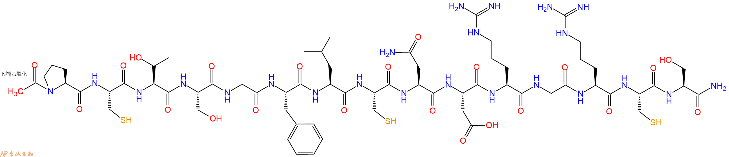 专肽生物产品Ac-Pro-Cys-Thr-Ser-Gly-Phe-Leu-Cys-Asn-Asp-Arg-Gly-Arg-Cys-Ser-CONH2