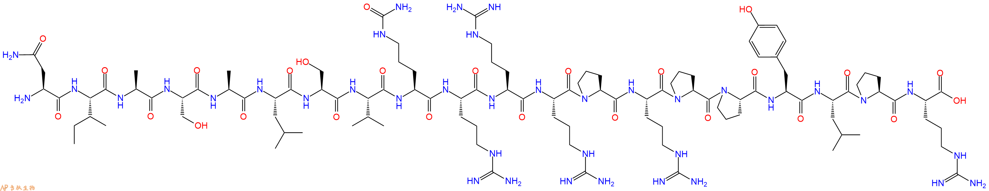 专肽生物产品H2N-Asn-Ile-Ala-Ser-Ala-Leu-Ser-Val-Cit-Arg-Arg-Arg-Pro-Arg-Pro-Pro-Tyr-Leu-Pro-Arg-OH