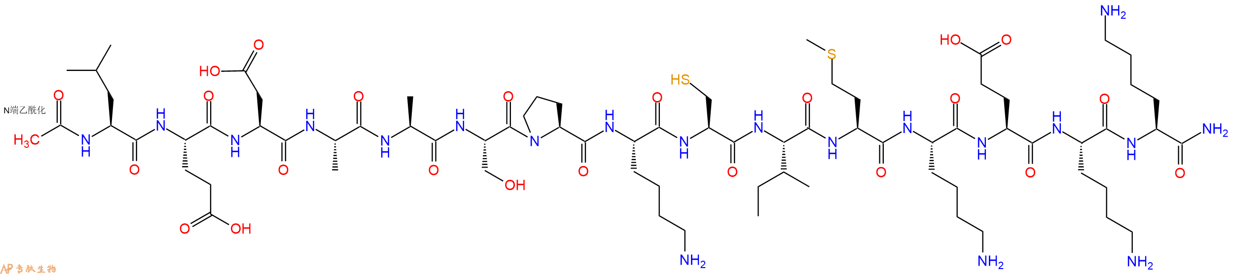 专肽生物产品Ac-Leu-Glu-Asp-Ala-Ala-Ser-Pro-Lys-Cys-Ile-Met-Lys-Glu-Lys-Lys-CONH2
