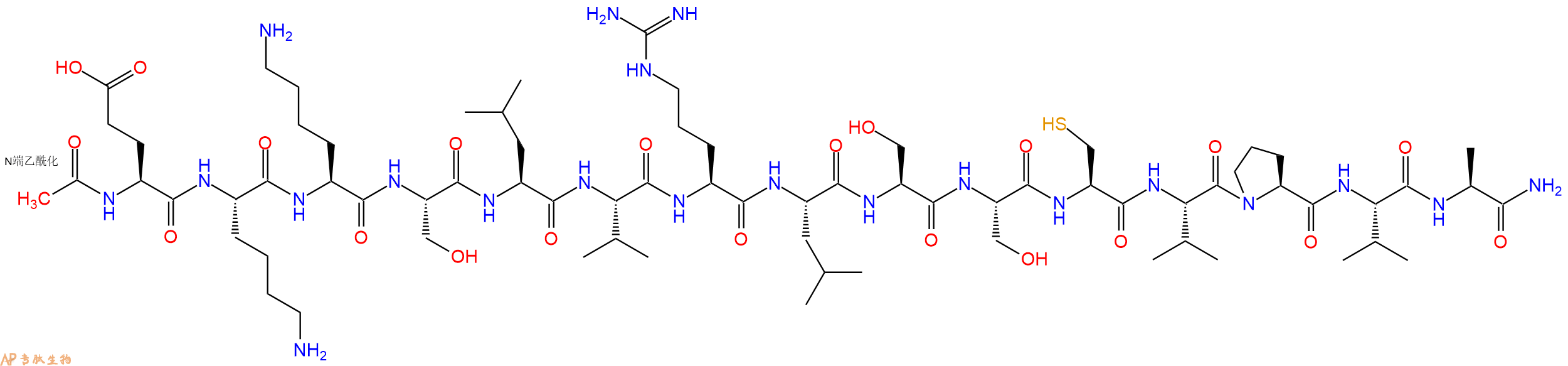 专肽生物产品Ac-Glu-Lys-Lys-Ser-Leu-Val-Arg-Leu-Ser-Ser-Cys-Val-Pro-Val-Ala-CONH2
