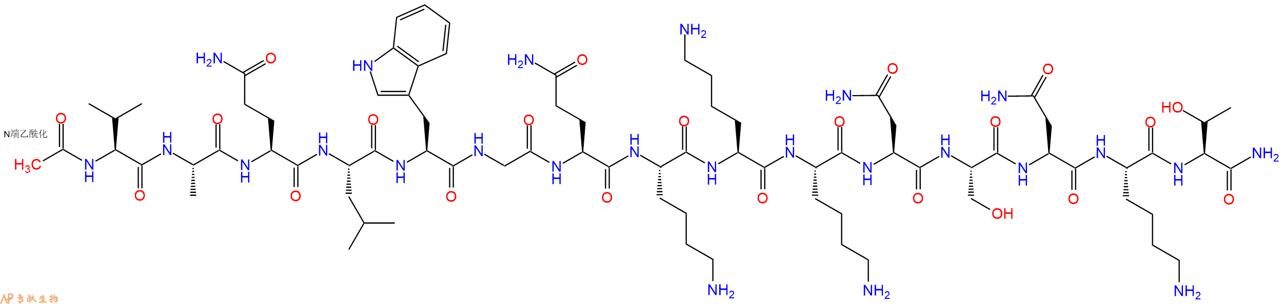专肽生物产品Ac-Val-Ala-Gln-Leu-Trp-Gly-Gln-Lys-Lys-Lys-Asn-Ser-Asn-Lys-Thr-CONH2