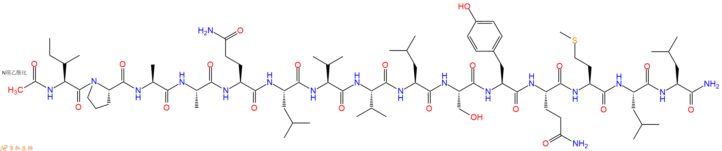 专肽生物产品Ac-Ile-Pro-Ala-Ala-Gln-Leu-Val-Val-Leu-Ser-Tyr-Gln-Met-Leu-Leu-CONH2