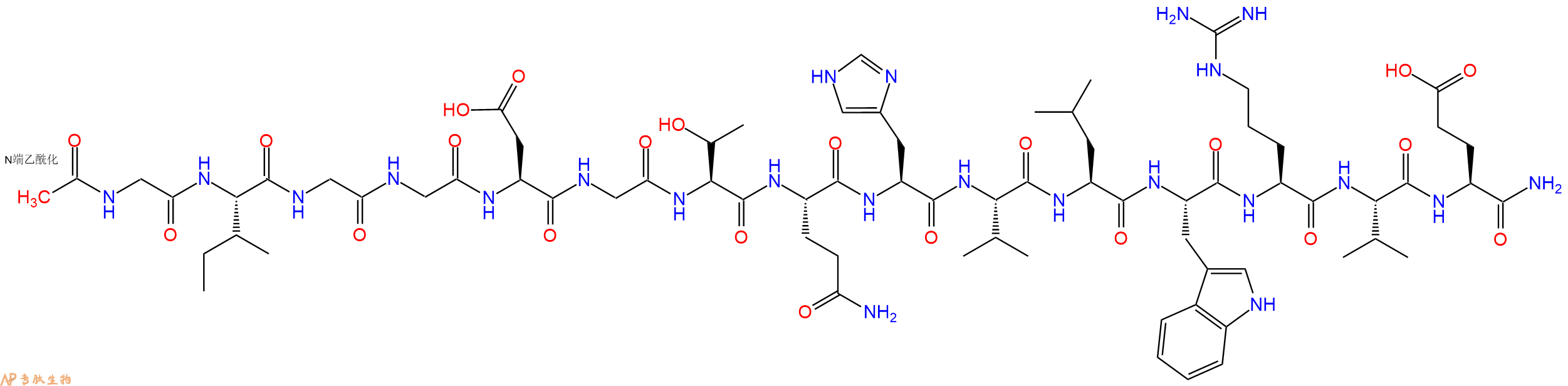 专肽生物产品Ac-Gly-Ile-Gly-Gly-Asp-Gly-Thr-Gln-His-Val-Leu-Trp-Arg-Val-Glu-CONH2