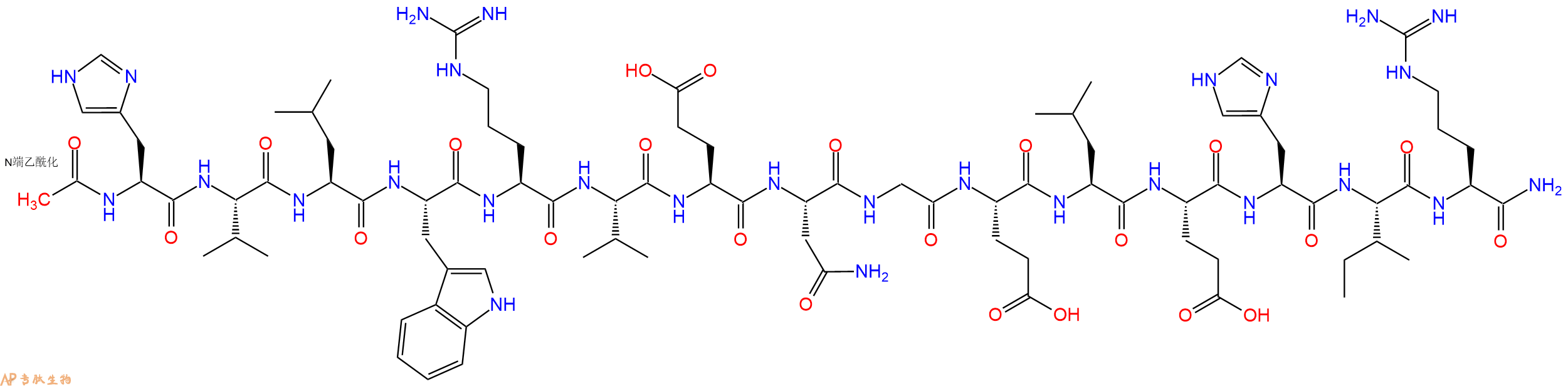 专肽生物产品Ac-His-Val-Leu-Trp-Arg-Val-Glu-Asn-Gly-Glu-Leu-Glu-His-Ile-Arg-CONH2