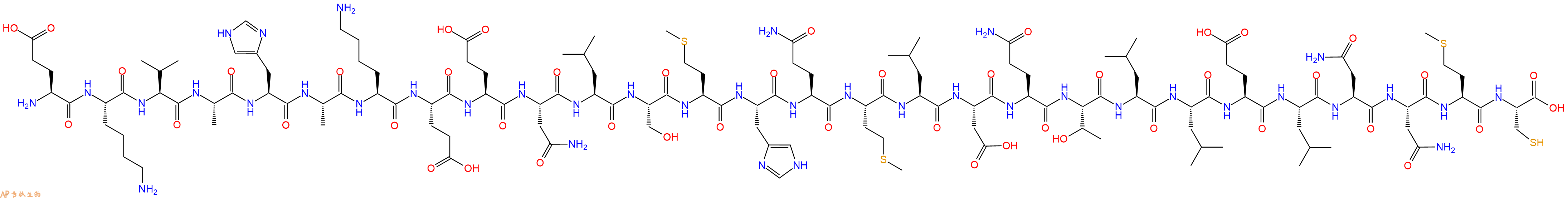 专肽生物产品H2N-Glu-Lys-Val-Ala-His-Ala-Lys-Glu-Glu-Asn-Leu-Ser-Met-His-Gln-Met-Leu-Asp-Gln-Thr-Leu-Leu-Glu-Leu-Asn-Asn-Met-Cys-OH