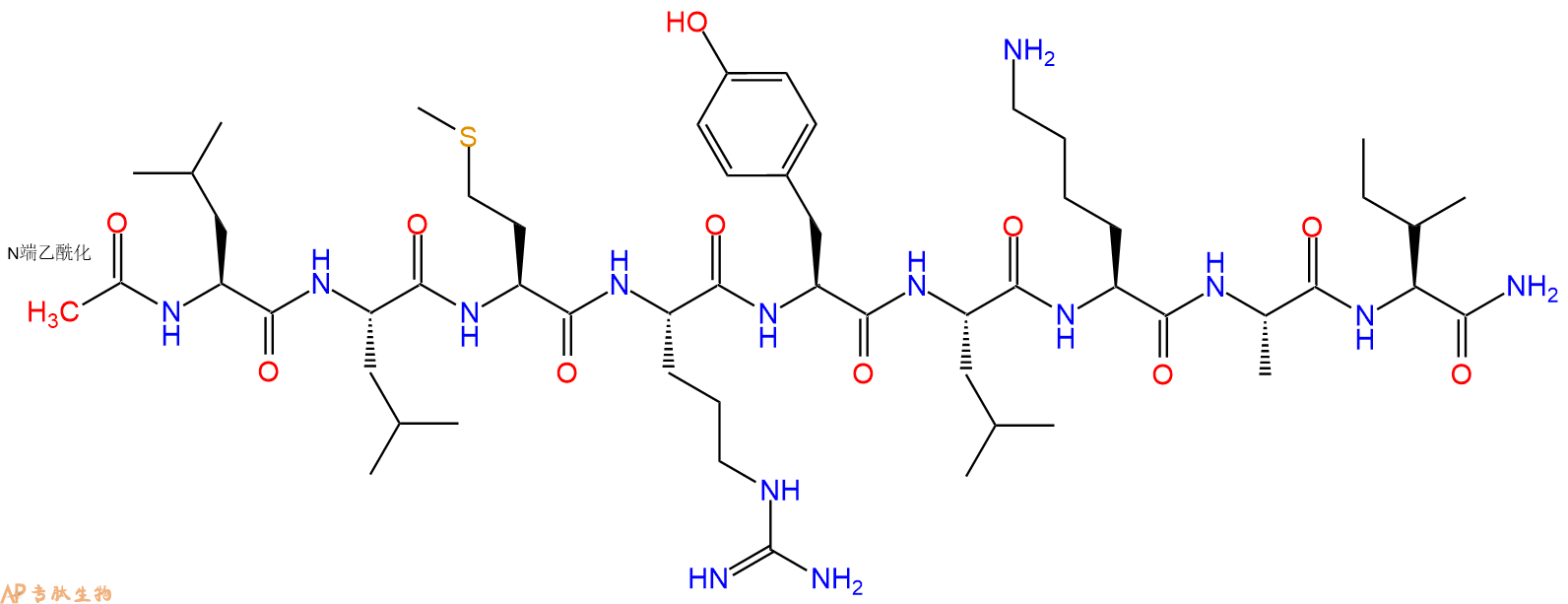 专肽生物产品Ac-Leu-Leu-Met-Arg-Tyr-Leu-Lys-Ala-Ile-CONH2
