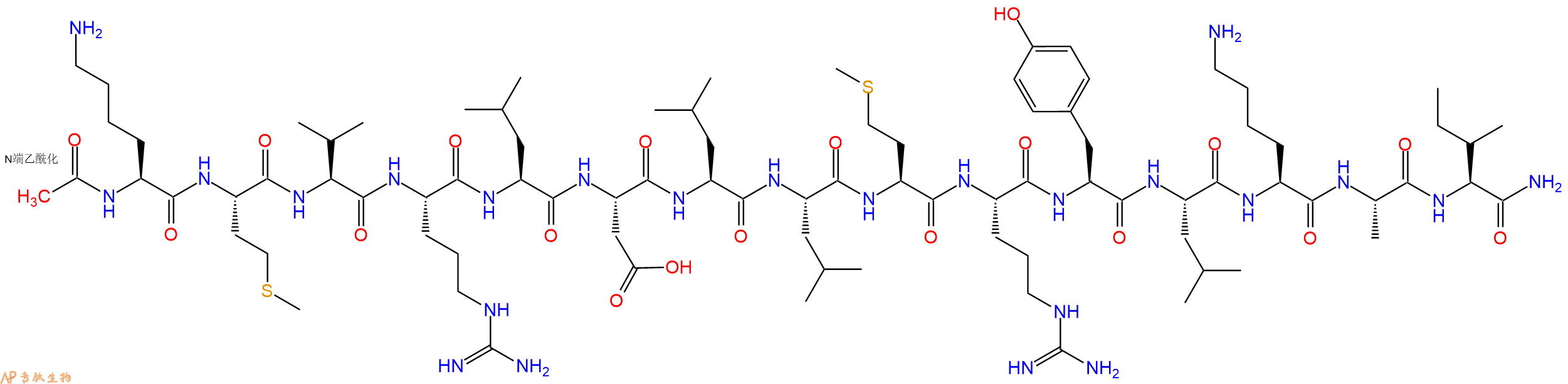 专肽生物产品Ac-Lys-Met-Val-Arg-Leu-Asp-Leu-Leu-Met-Arg-Tyr-Leu-Lys-Ala-Ile-CONH2