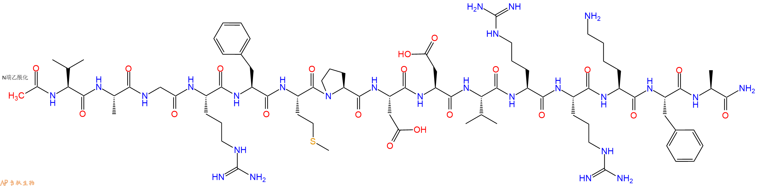 专肽生物产品Ac-Val-Ala-Gly-Arg-Phe-Met-Pro-Asp-Asp-Val-Arg-Arg-Lys-Phe-Ala-CONH2
