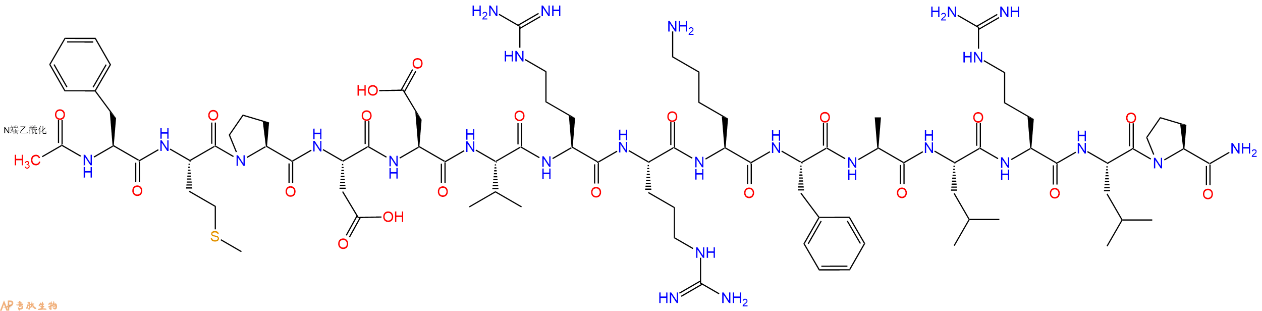 专肽生物产品Ac-Phe-Met-Pro-Asp-Asp-Val-Arg-Arg-Lys-Phe-Ala-Leu-Arg-Leu-Pro-CONH2